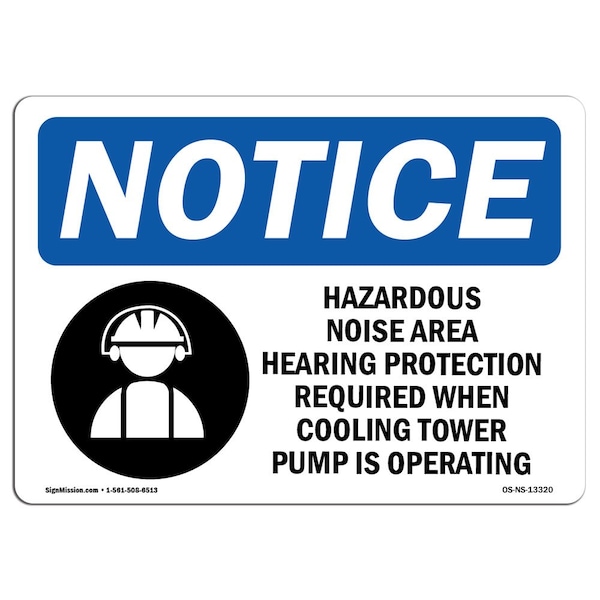 Sign, 7" H, 10" W, Aluminum, Hazardous Noise Area Hearing Sign, Landscape, L-13320